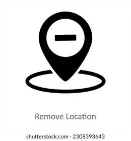Remove Location and pin icon concept