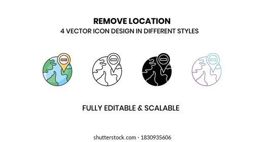 Remove Location Vector illustration icons in different style