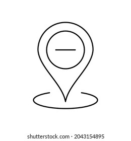 eliminar el diseño vectorial de la línea del pin del mapa, icono de línea de trazo editable