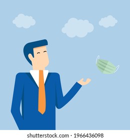 Remove the mask breathe virus free, Vector illustration in flat style
