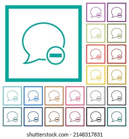Remove message flat color icons with quadrant frames on white background