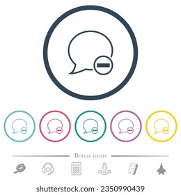 Remove message flat color icons in round outlines. 6 bonus icons included.