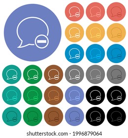 Remove message multi colored flat icons on round backgrounds. Included white, light and dark icon variations for hover and active status effects, and bonus shades.
