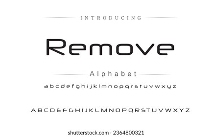 Supprimer la police de caractères abstraite moderne de l'alphabet numérique. Typographie technologique minimale, sport urbain créatif, police futuriste de mode et chiffres. illustration vectorielle