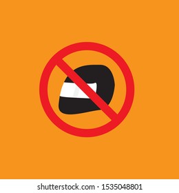 Remove motorcycle helmets symbol, should not wear helmet in the room or area (prohibition icon).