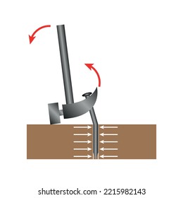 Remove the nail with a hammer diagram. Extraction of a nail with a hammer. Vector illustration isolated on white background.