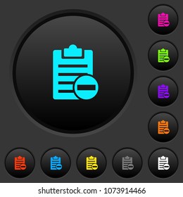 Remove note dark push buttons with vivid color icons on dark grey background