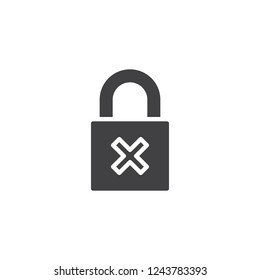 Remove padlock security vector icon. filled flat sign for mobile concept and web design. Denied lock password simple solid icon. Symbol, logo illustration. Pixel perfect vector graphics