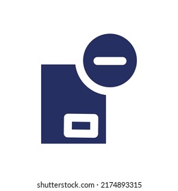 Eliminar del icono de parcel black gyph ui. Servicio de entrega. Paquete postal. Diseño de interfaz de usuario. Símbolo de silueta en el espacio blanco. Pictograma sólido para web, móvil. Ilustración vectorial aislada