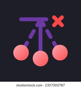 Remove pendulum effect flat gradient fill ui icon for dark theme. Delete oscillation layer. Pixel perfect color pictogram. GUI, UX design on black space. Vector isolated RGB illustration