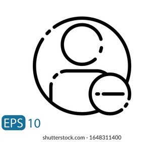 Remove a person vector line style icon on white background. EPS 10