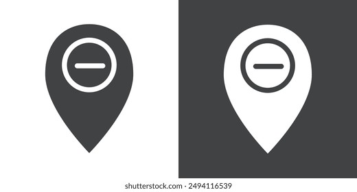 Remove pin mark icon Flat set in black and white color outline vector