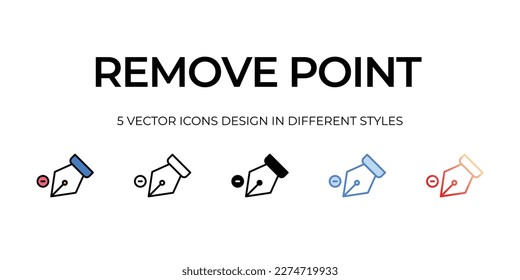 remove point Icon Design in Five style with Editable Stroke. Line, Solid, Flat Line, Duo Tone Color, and Color Gradient Line. Suitable for Web Page, Mobile App, UI, UX and GUI design.