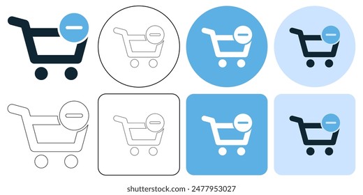 Remove product sales Shopping Cart Icon shop and sale icon Shopping and E-commerce check out icon. mart market trolley icon symbol stroke line and glyph	