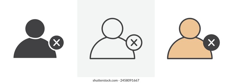 Remove Profile Icon Set. User Deletion Vector Symbol.