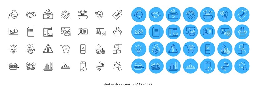 Remove purchase, Energy and Robbery line icons pack. Seo idea, Recovery phone, Wifi web icon. Food delivery, Coffee pot, Identification card pictogram. Ranking star, Like, Hot loan. Vector