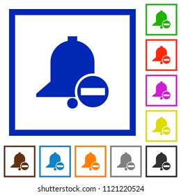 Remove reminder flat color icons in square frames on white background