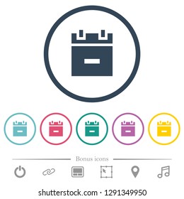Remove schedule item flat color icons in round outlines. 6 bonus icons included.