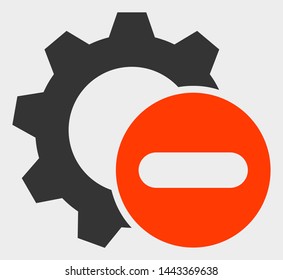 Remove Settings Gear vector illustration. A flat illustration design of Remove Settings Gear icon on a white background.