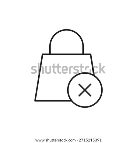 Remove shopping bag item with cross X symbol