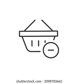 remove shopping basket editable stroke icon, vector icon