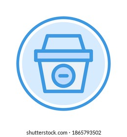 eliminar de la ilustración vectorial de icono de cesta de compras. eliminar del diseño de color azul del icono de la cesta de compras.