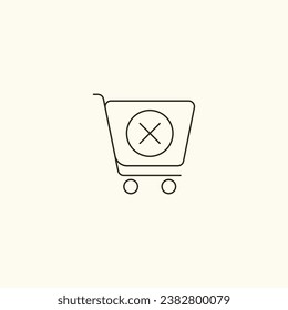 Remove Shopping Cart Icon - E-commerce, Digital Commerce, Online Shopping - Cart Removal, Delete Symbol - Retail Technology, Web Shopping, Online Marketplace - Online Purchase, Internet Sales