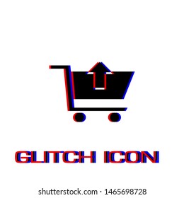 Remove Shopping Cart icon flat. Simple pictogram - Glitch effect. Vector illustration symbol