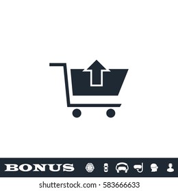 Remove Shopping Cart icon flat. Black pictogram on white background. Vector illustration symbol and bonus button