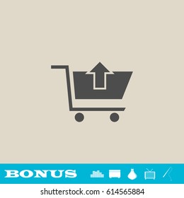 Remove Shopping Cart icon flat. Grey pictogram on light background. Vector illustration symbol and bonus button real estate, ottoman, vase, tv, fishing rod