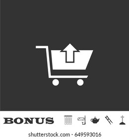 Remove Shopping Cart icon flat. White pictogram on black background. Vector illustration symbol and bonus icons