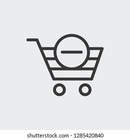Remove from shopping cart icon isolated on background. Trolley symbol modern, simple, vector, icon for website design, mobile app, ui. Vector Illustration