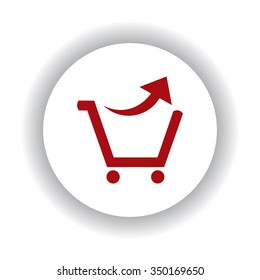 remove from the shopping cart icon, red isolated white background