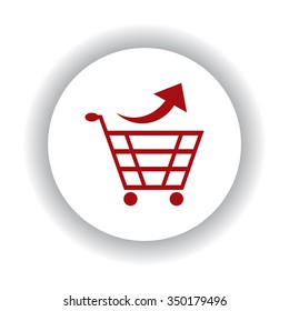 remove from the shopping cart icon, red isolated white background