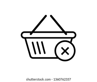 Remove shopping cart icon. A simple vector illustration symbolizing the removal of items from a shopping cart, often used in e-commerce platforms