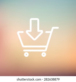 Remove from shopping cart icon thin line for web and mobile, modern minimalistic flat design. Vector white icon on gradient mesh background.