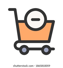 eliminar de la ilustración vectorial de icono del carro de la compra. eliminar del diseño de color lineal del icono del carro de la compra.
