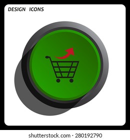 remove from the shopping cart. icon. vector design Green Start button, forward, to continue. Flat design style.