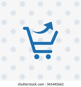 remove from the shopping cart. icon. vector design background with snowflakes