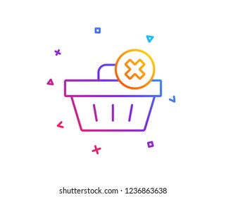 Remove Shopping cart line icon. Online buying sign. Supermarket basket symbol. Gradient line button. Delete order icon design. Colorful geometric shapes. Vector