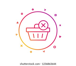 Remove Shopping cart line icon. Online buying sign. Supermarket basket symbol. Gradient pattern line button. Delete purchase icon design. Geometric shapes. Vector
