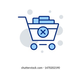 Remove Shopping cart line icon. Online buying sign. Supermarket basket symbol. Linear design sign. Colorful remove purchase icon. Vector