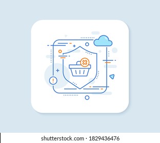 Remove Shopping cart line icon. Abstract vector button. Online buying sign. Supermarket basket symbol. Delete order line icon. Protect shield concept. Vector