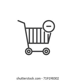 Remove from shopping cart line icon, outline vector sign, linear style pictogram isolated on white. Symbol, logo illustration. Editable stroke