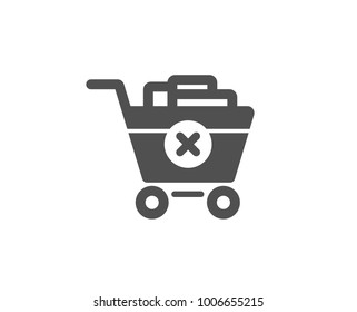 Remove Shopping cart simple icon. Online buying sign. Supermarket basket symbol. Quality design elements. Classic style. Vector