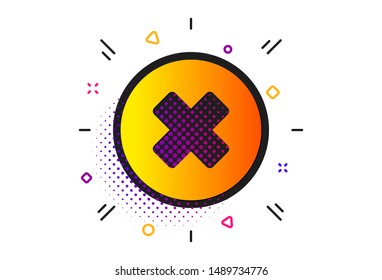 Remove sign. Halftone circles pattern. Delete icon. Cancel or Close symbol. Classic flat close button icon. Vector
