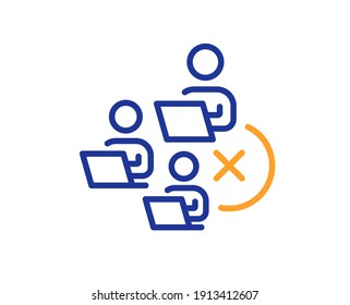 Remove Team Line Icon. Teamwork Sign. Remote Team Employees Symbol. Quality Design Element. Line Style Remove Team Icon. Editable Stroke. Vector