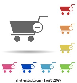 Remove the trolley in multi color style icon. Simple glyph, flat vector of web icons for ui and ux, website or mobile application