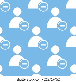 Remove user blue with white seamless pattern for web design. Vector symbol
