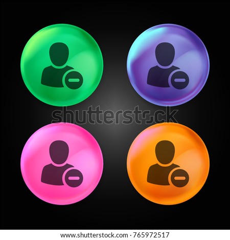 Remove User crystal ball design icon in green - blue - pink and orange.